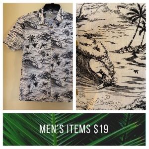 Lucky Brand Aloha shirt black/white SURF pattern